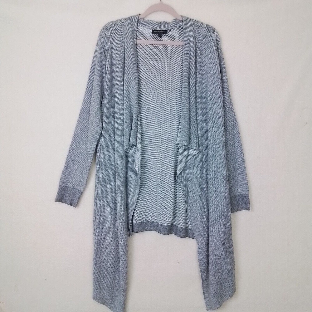 Banana Republic Waterfall Open Front Knit Cardigan Sweater Size Large in Gray‎